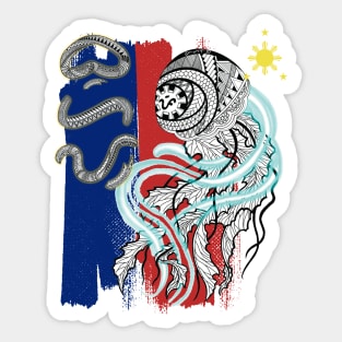 Philippine Flag-Tribal line Art Jellyfish / Baybayin word Buhay (Life) Sticker